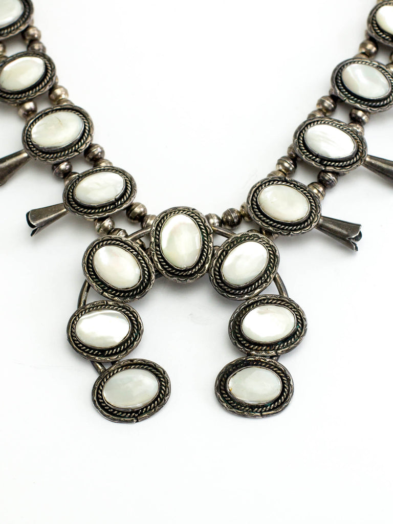 "Mother Of Pearl Squash Blossom" Necklace (Antique)