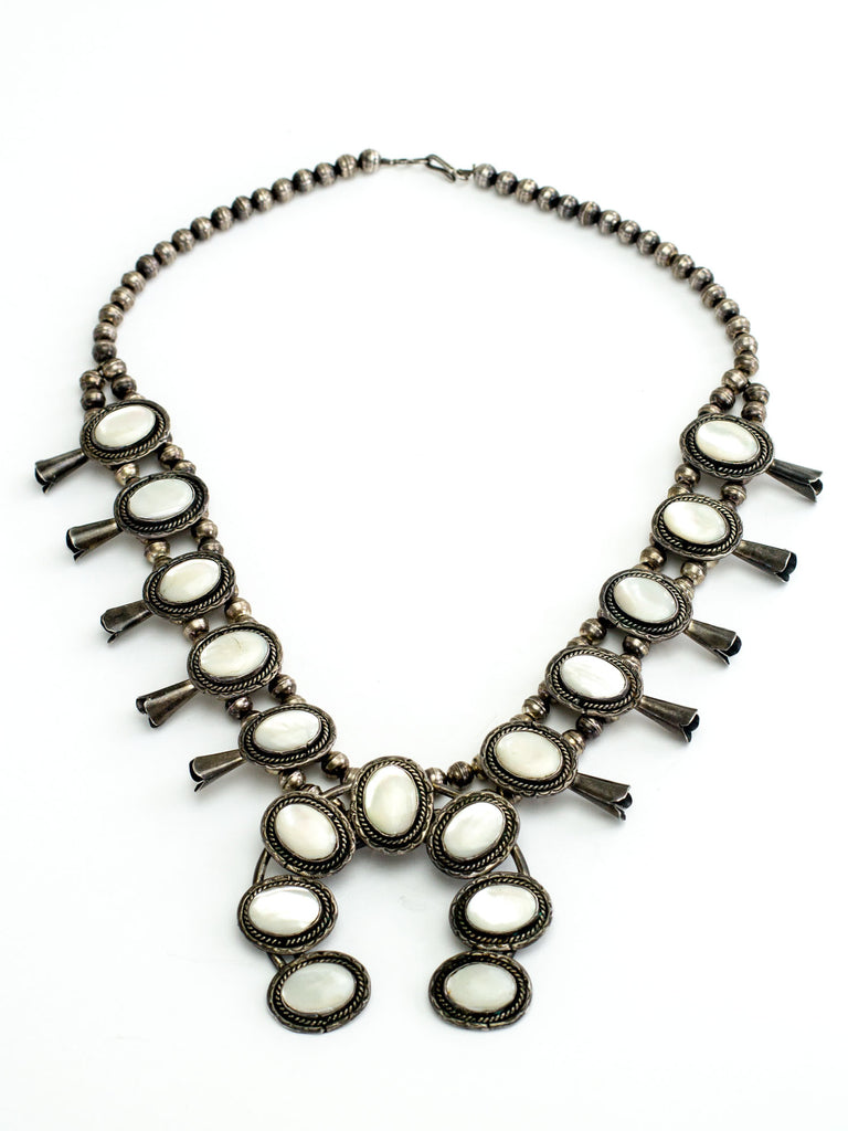 "Mother Of Pearl Squash Blossom" Necklace (Antique)