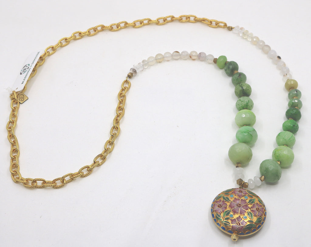 "Fields of Floral Green" Necklace