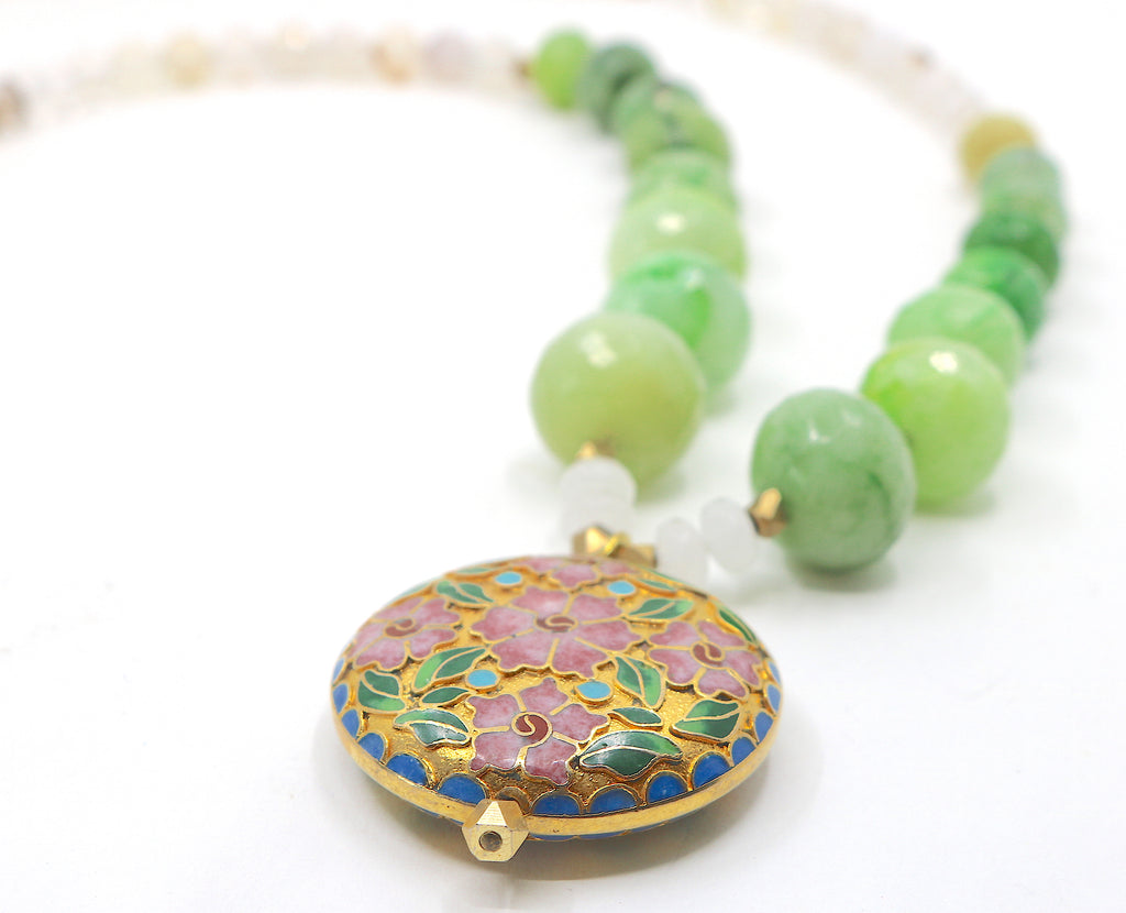 "Fields of Floral Green" Necklace