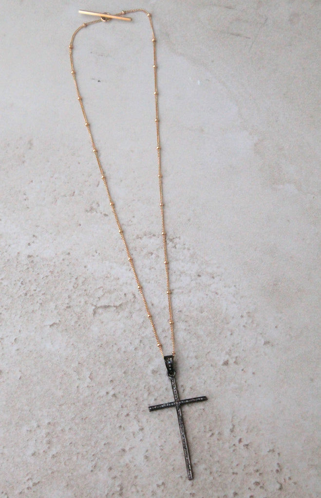 "Diamond Cross on 14KT Gold Chain" Necklace