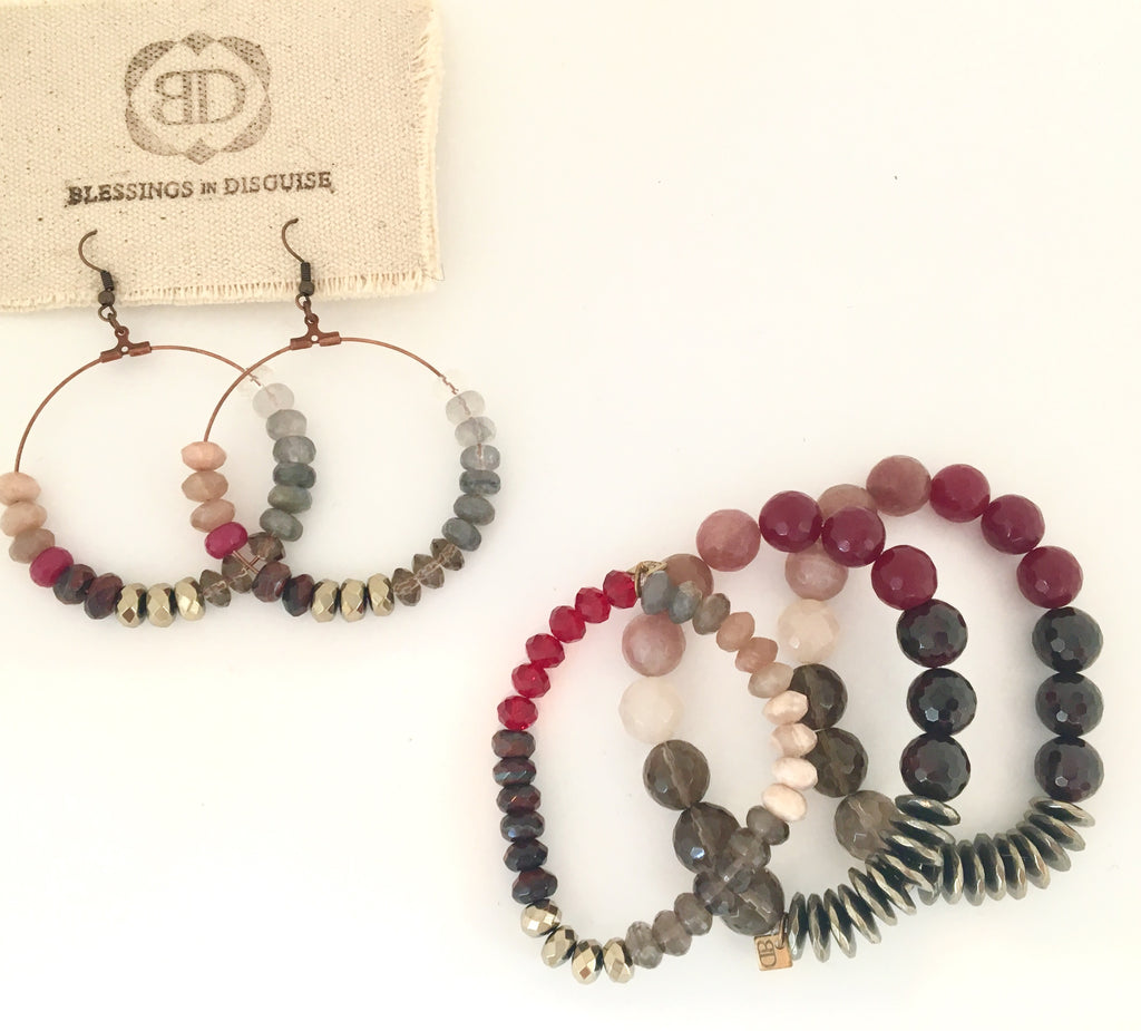 Raven Earrings (Cranberry)