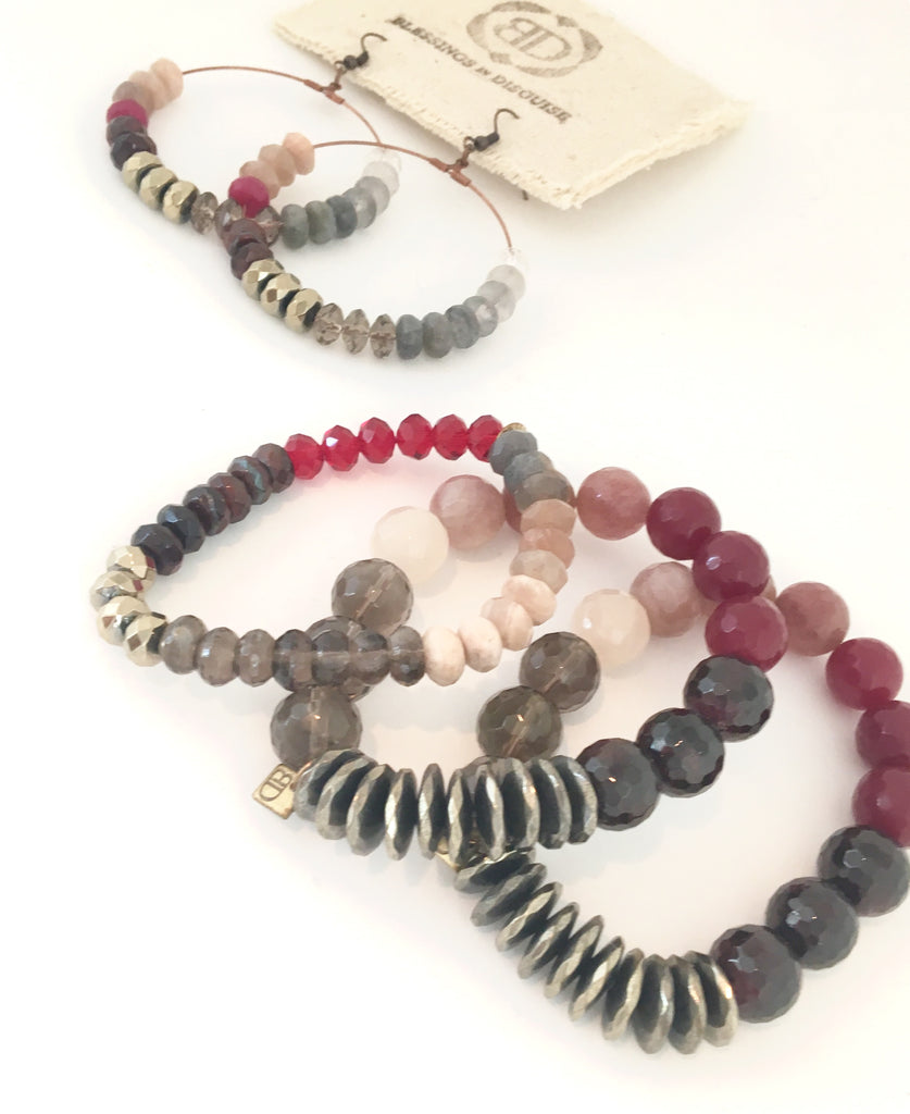Raven Earrings (Cranberry)