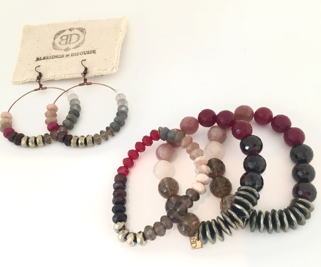Raven Earrings (Cranberry)