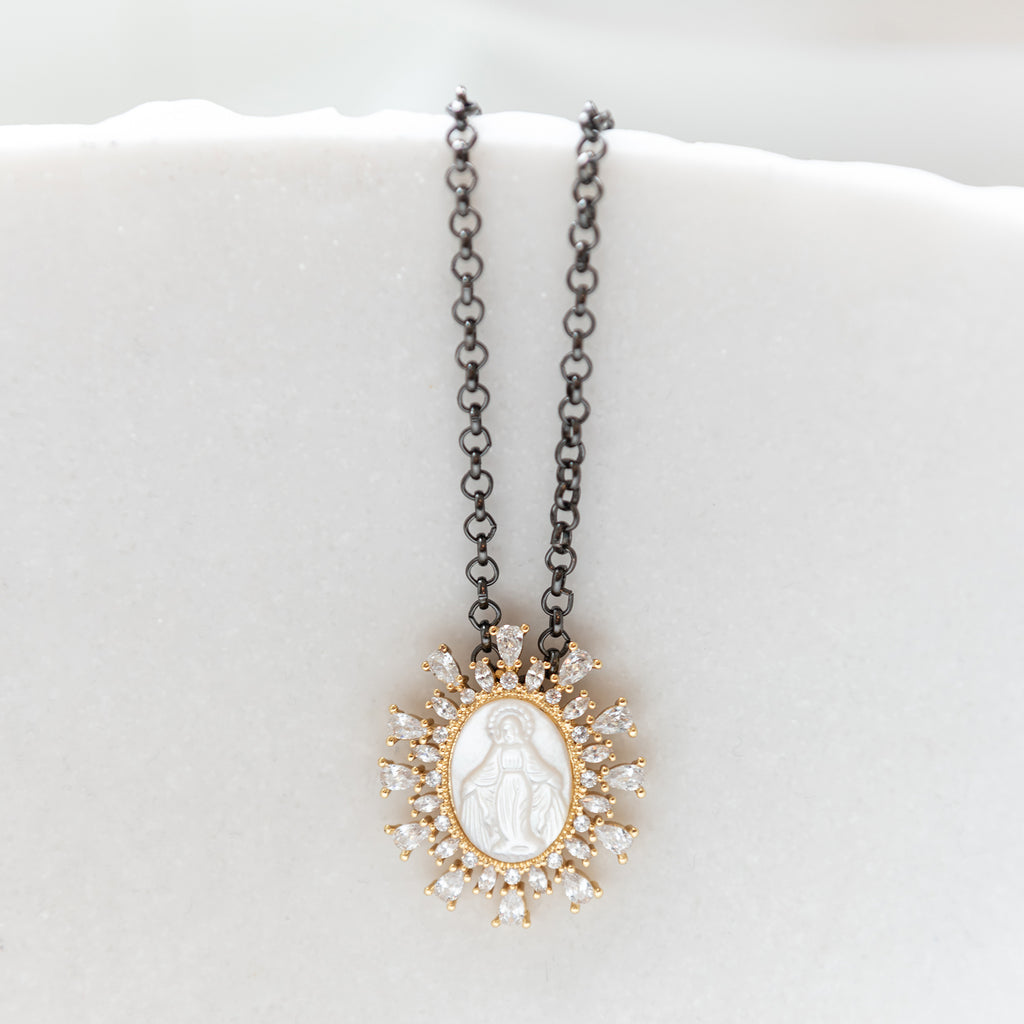 Mother of Pearl Mary Necklace - SOLD OUT!