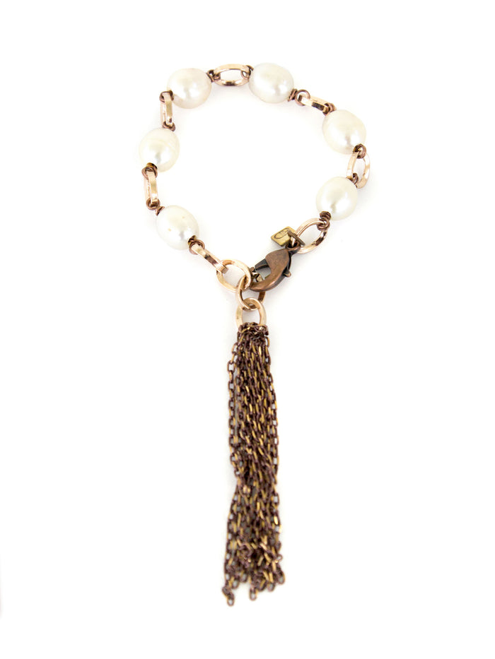 Chandler Bracelet - White Pearl on Rose Gold
