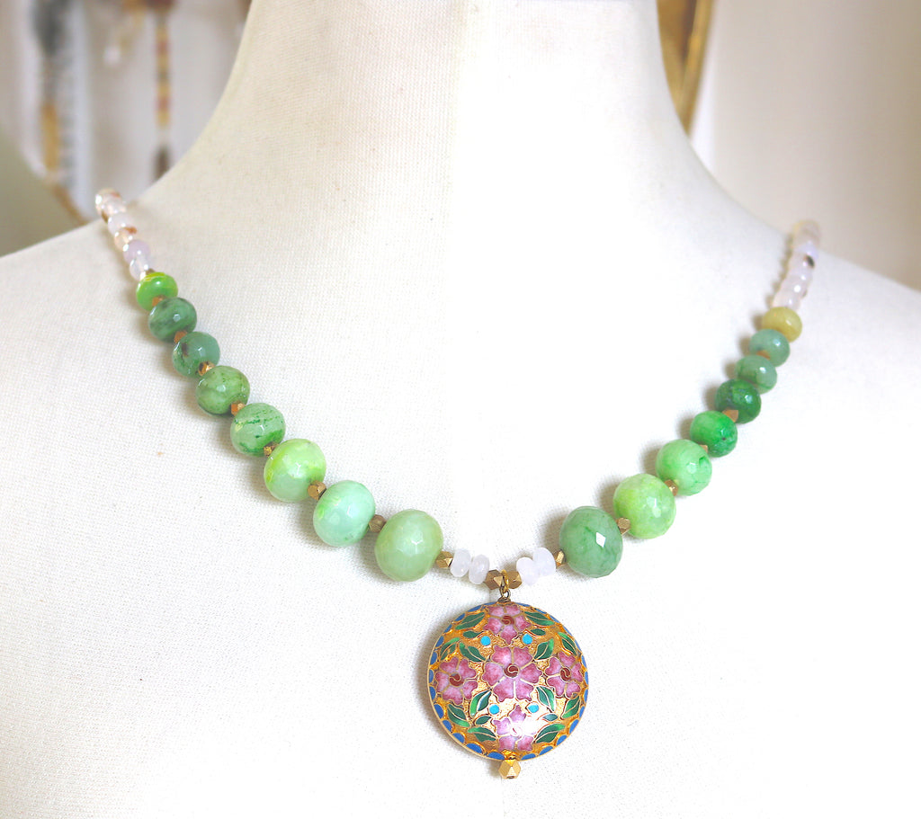 "Fields of Floral Green" Necklace