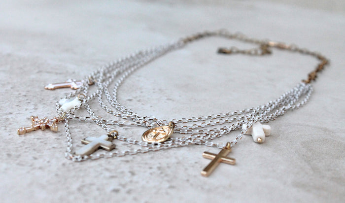 "Floating Crosses 8" Necklace