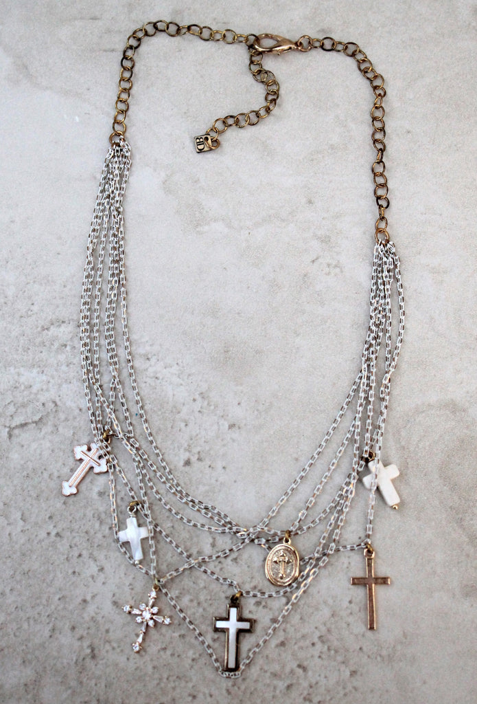 "Floating Crosses 8" Necklace