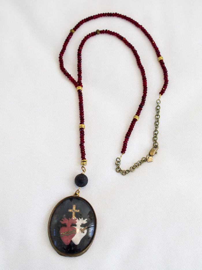 Garnet Sacred Heart Necklace - SOLD