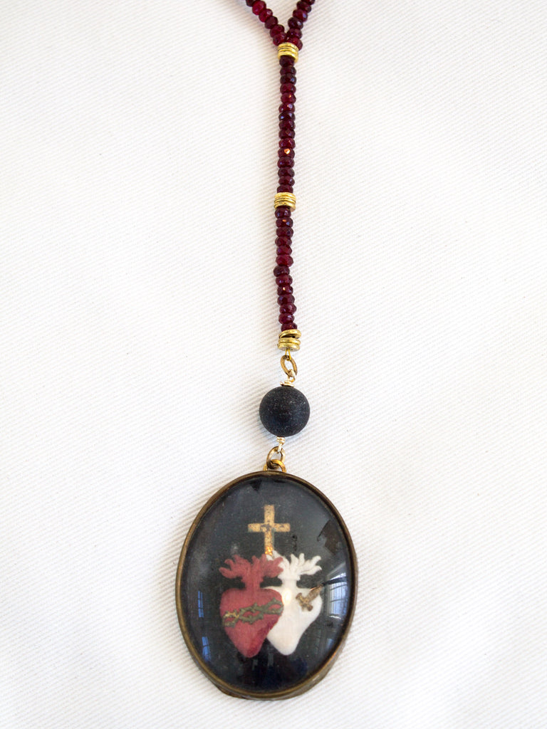 Garnet Sacred Heart Necklace - SOLD