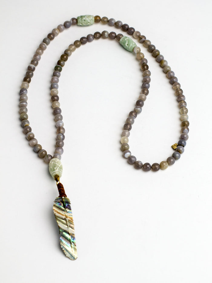 Labradorite with Abalone Feather - SOLD
