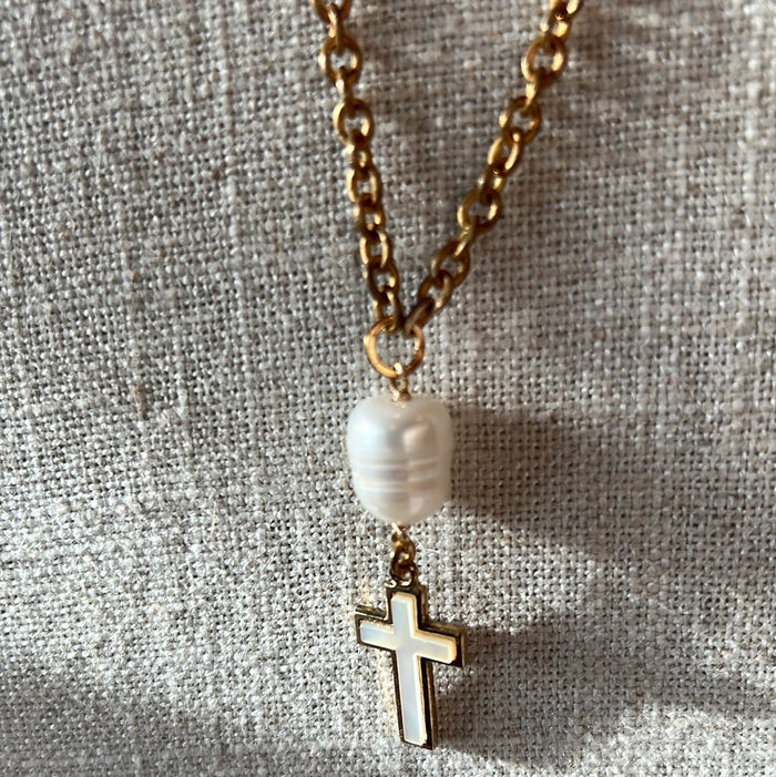 Cross & Pearl Necklace